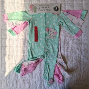 NWT 3 Pack - Koala Baby Elephant & Butterfly Print Kids Footies